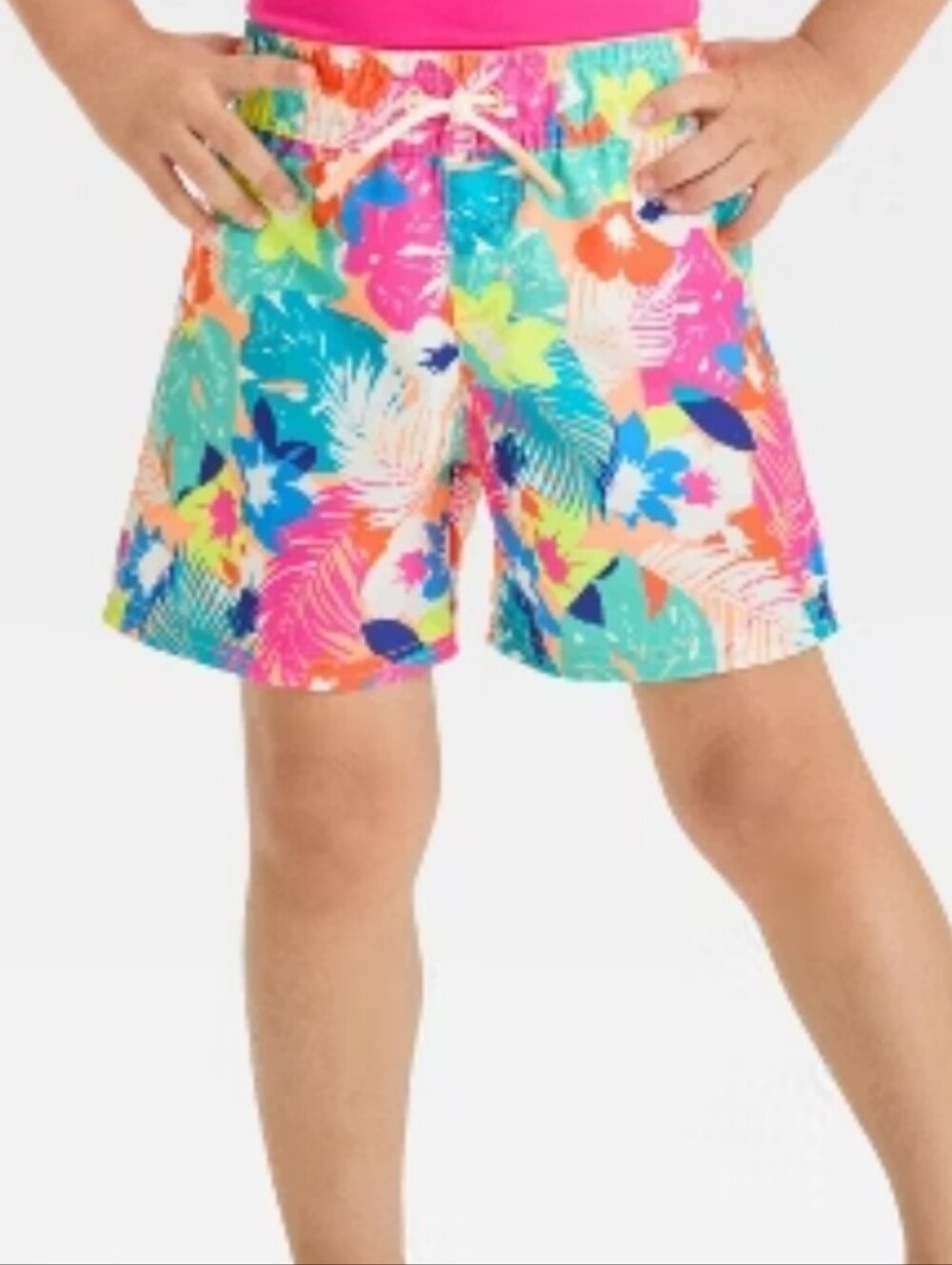 Cat & Jack Colorful Hawaiian Floral Swim Trunks